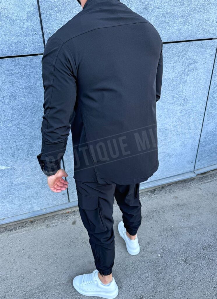Ανδρικό αθλητικό σετ σε μαύρο χρώμα με τικ-τακ κουμπιά L9012-1
