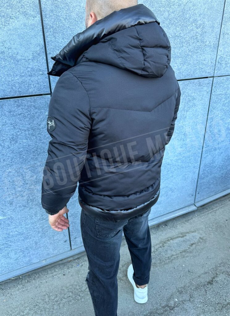 Ανδρικό χειμερινό μαύρο μπουφάν K3100-1