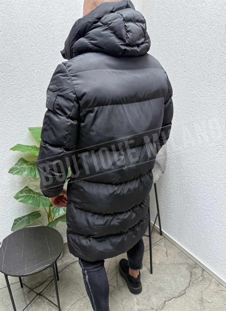 Ανδρικό μακρύ μαύρο μπουφάν K50259-1