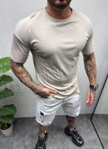 Ανδρικό μπεζ oversize κοντομάνικο T2413-3