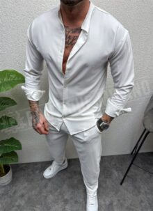 Ανδρικό άσπρο σετ oversize L1468-2