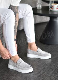 Ανδρικά γκρι αθλητικά μοκασίνια O089-5