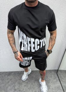Ανδρικό μαύρο αθλητικό σετ “PERFECTLY” L456-1