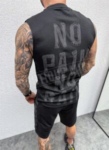 Ανδρικό μαύρο αμάνικο μπλουζάκι ''no pain'' T77-1