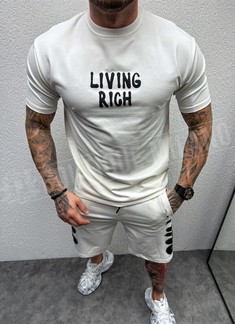 Ανδρικό εκρού αθλητικό σετ “Living Rich” L444-2