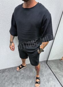 Ανδρικό oversize σετ σε μαύρο χρώμα L36107-1