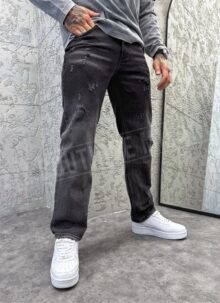 Ανδρικό μαύρο regular fit τζιν A6010-8
