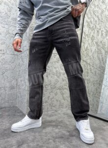Ανδρικό μαύρο regular fit τζιν A6010-8