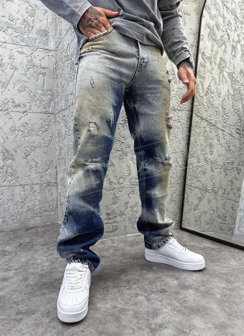 Ανδρικό μπλε ξεβαμμένο regular fit τζιν A6010-60