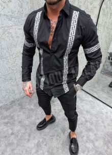 Ανδρικό επίσημο μαύρο πουκάμισο R5455-1