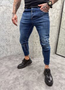 Ανδρικό μπλέ τζιν slim fit A156-2