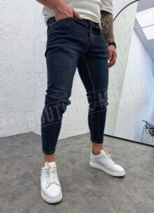 Ανδρικό τζιν παντελόνι slim fit σκούρο μπλε A1602