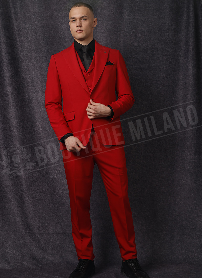 Ανδρικό εφαρμοστό(στενό) κοστούμι σε κόκκινο χρώμα MD72-601