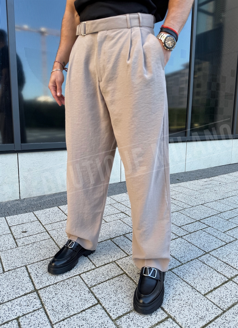 TSR-Watermark-399 Ανδρικό μπεζ κομψό παντελόνι Relax Fit P2799-2