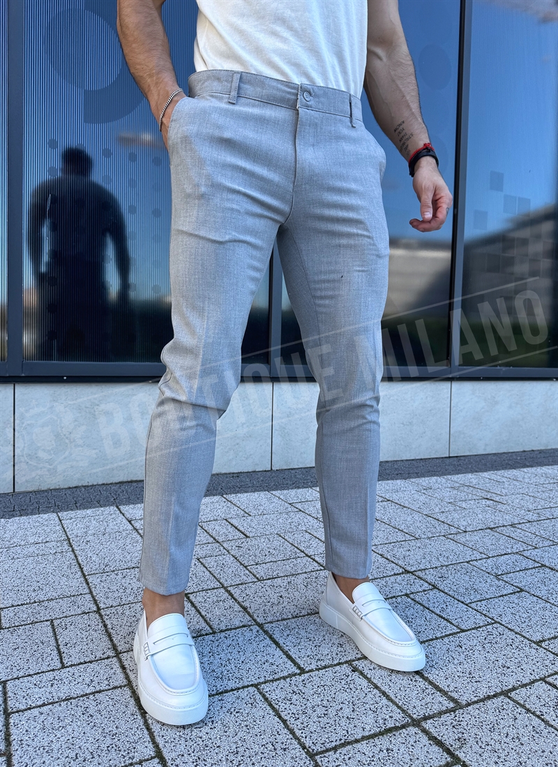 Ανδρικό γκρι κομψό παντελόνι Slim Fit P21-2