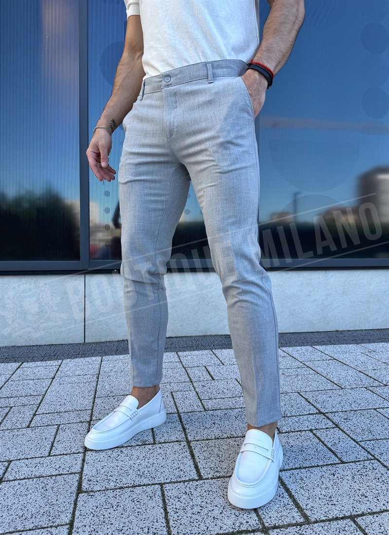 Ανδρικό γκρι κομψό παντελόνι Slim Fit P21-2