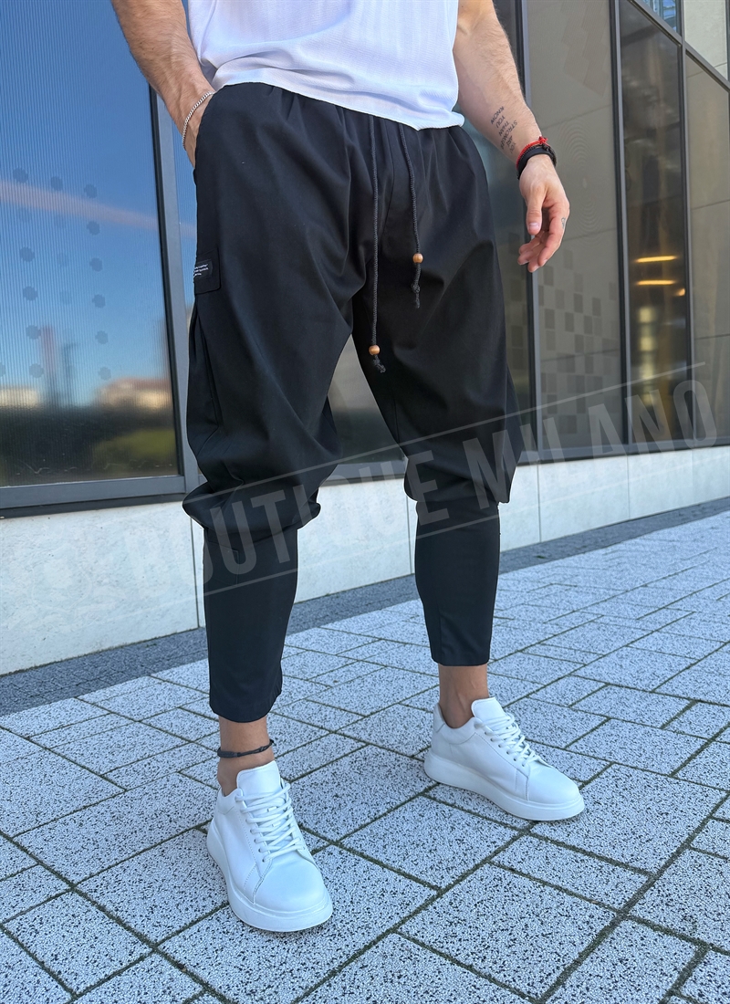 myjko-poturesto-dolnishte-v-cherno-c2852-1 Ανδρικό sport-elegant παντελόνι τύπου “potur” σε μαύρο χρώμα C2852-1
