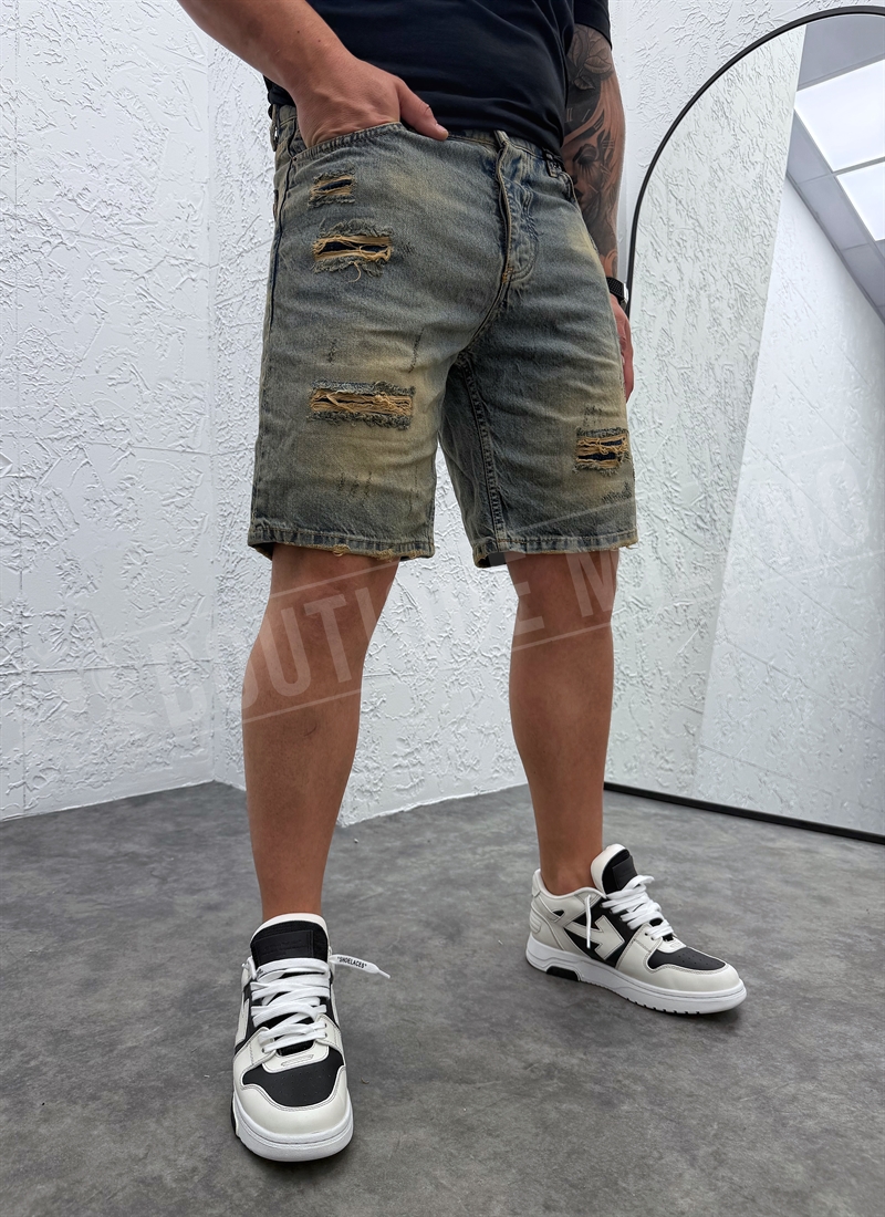 Ανδρικό τζιν με σκισίματα σε μπλε χρώμα KD12696