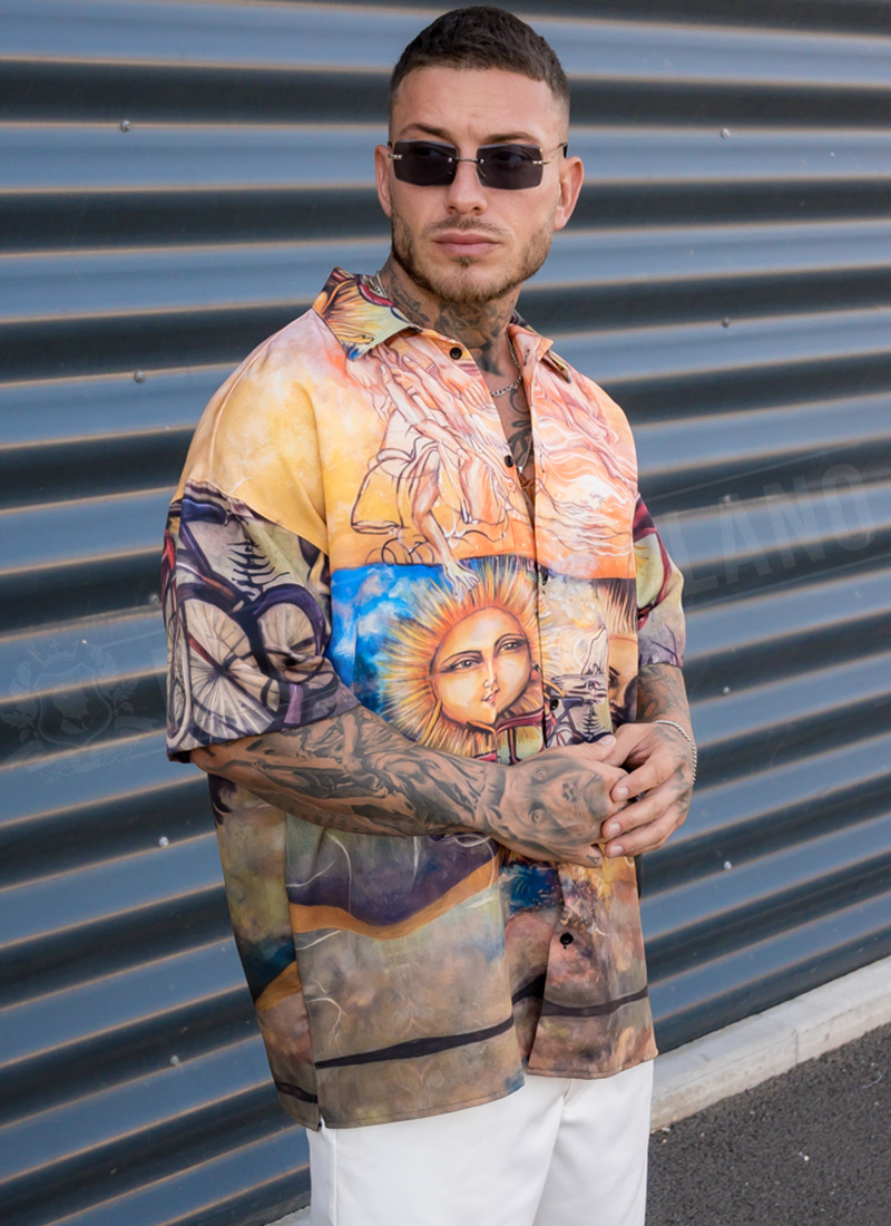 Ανδρικό oversized πουκάμισο “Artistic Sun” R1001