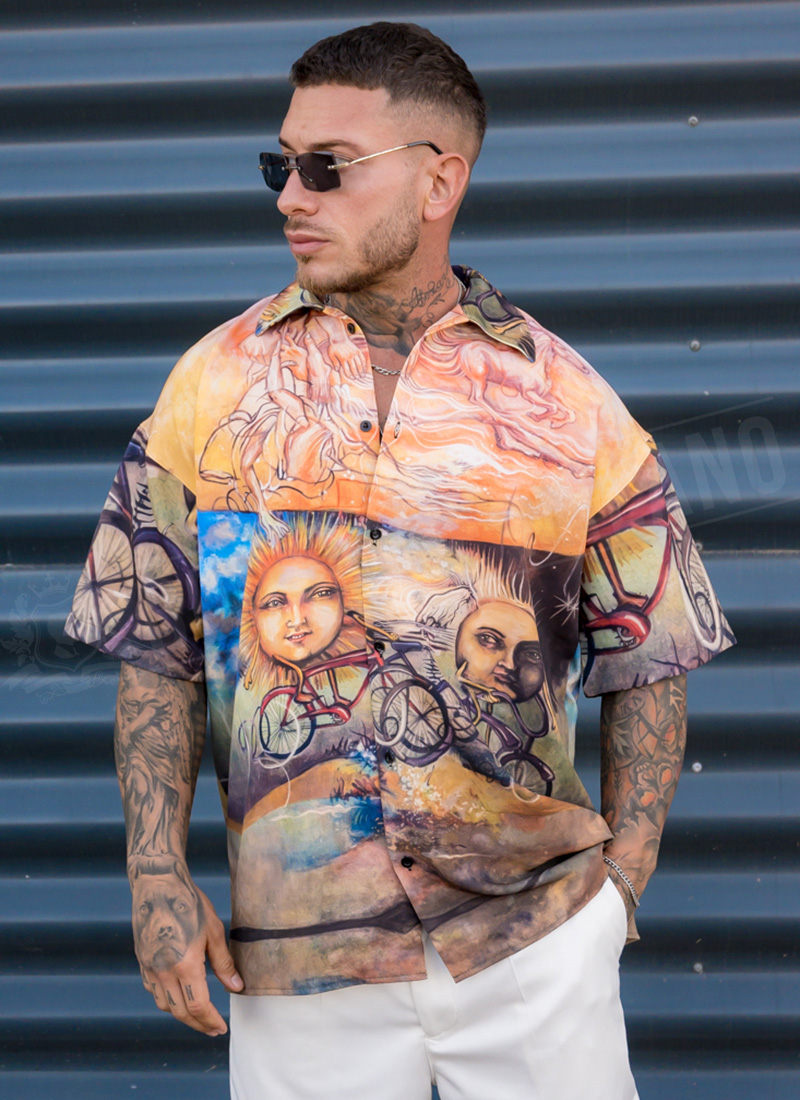 Ανδρικό oversized πουκάμισο “Artistic Sun” R1001