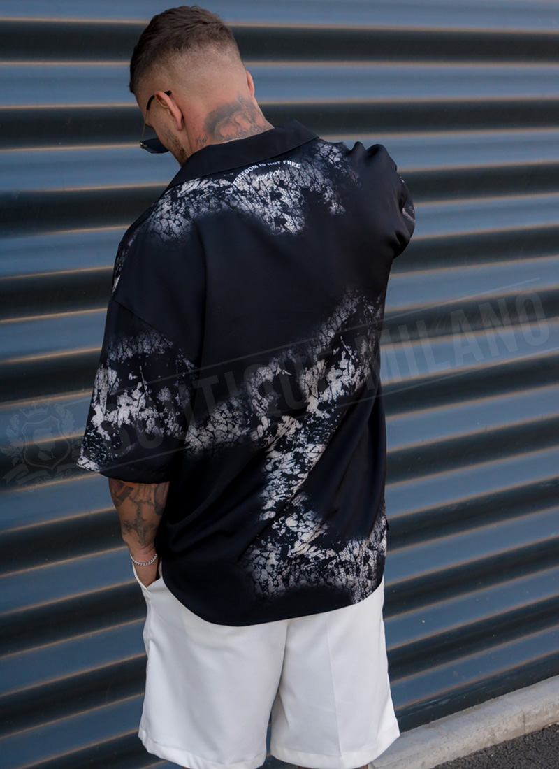 Ανδρικό oversized πουκάμισο “Midnight Marble” R1007