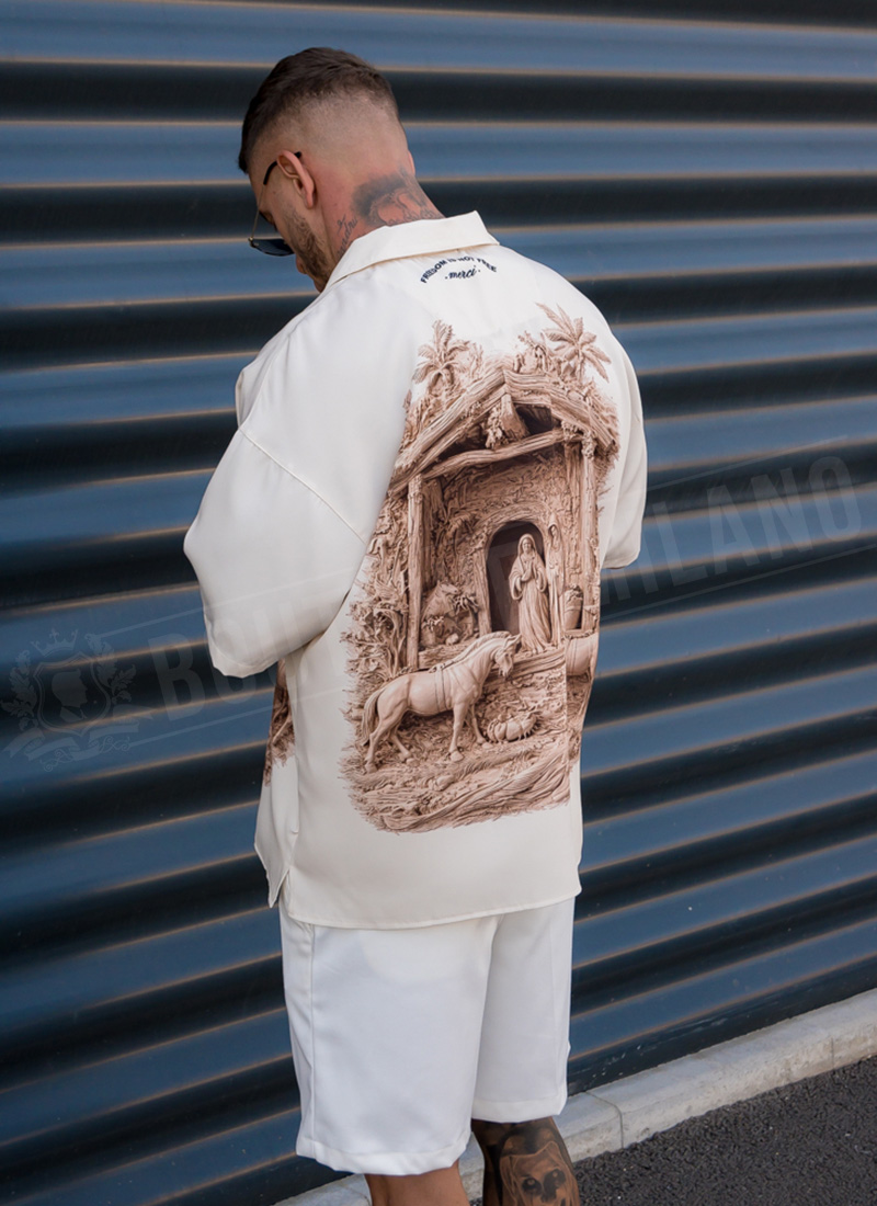 Ανδρικό oversized πουκάμισο “Sacred Art” R1010