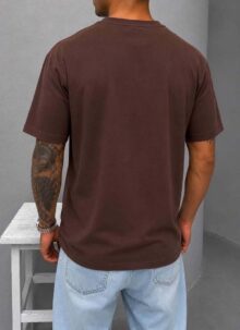 Ανδρικό T-shirt oversized από βαμβάκι εξαιρετικής ποιότητας σε σκούρο καφέ χρώμα T4004-4