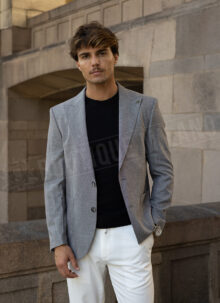 Ανδρικό smart-casual σακάκι σε σκούρο γκρι χρώμα M277-11
