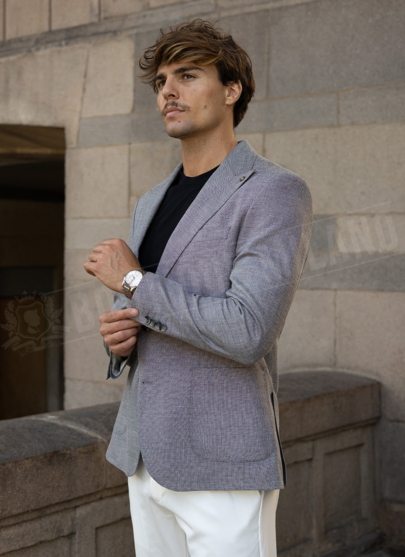 Ανδρικό smart-casual σακάκι σε σκούρο γκρι χρώμα M277-11