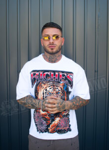 Ανδρικό λευκό T-shirt με γραφική στάμπα «RICHES TIGER» T1117-2