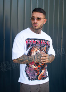 Ανδρικό λευκό T-shirt με γραφική στάμπα «RICHES TIGER» T1117-2