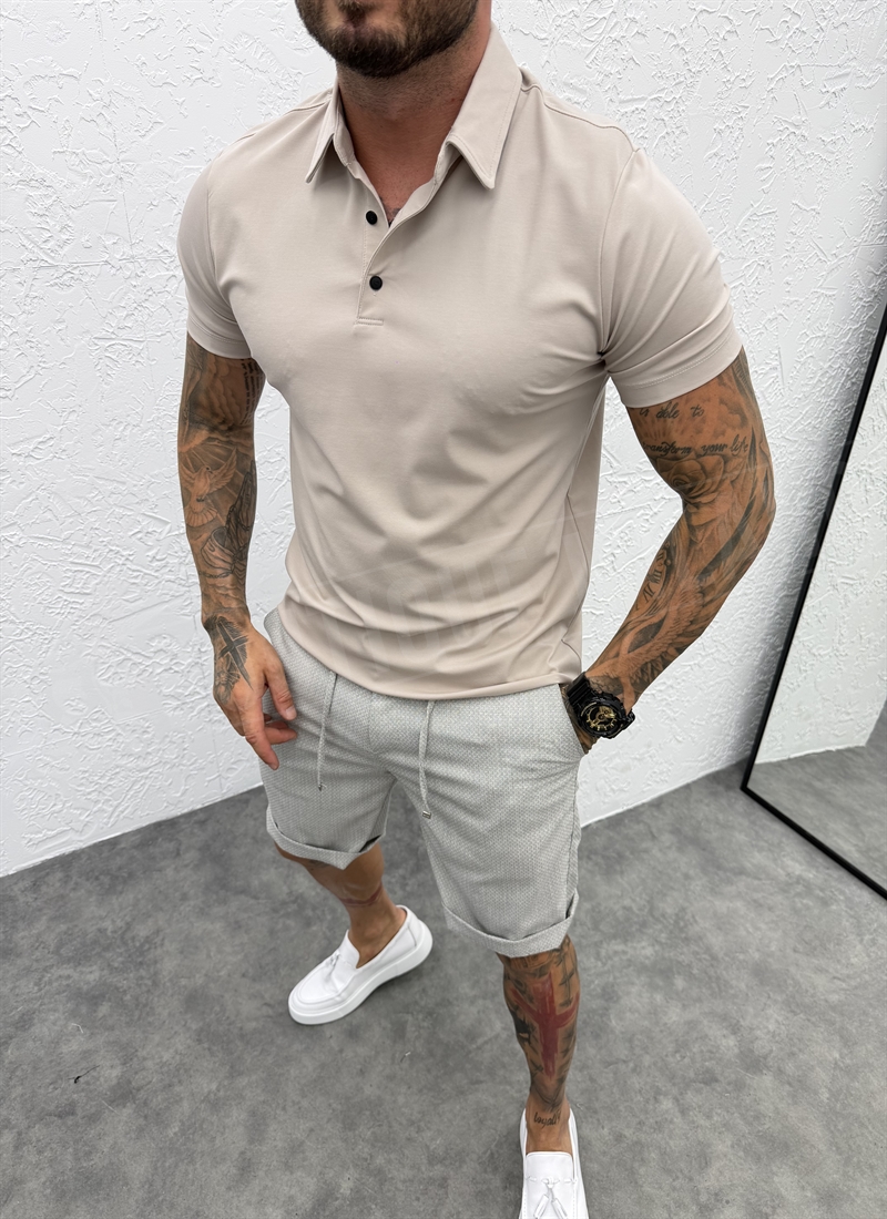 Ανδρικό smart-casual T-shirt σε μπεζ χρώμα T1445-3