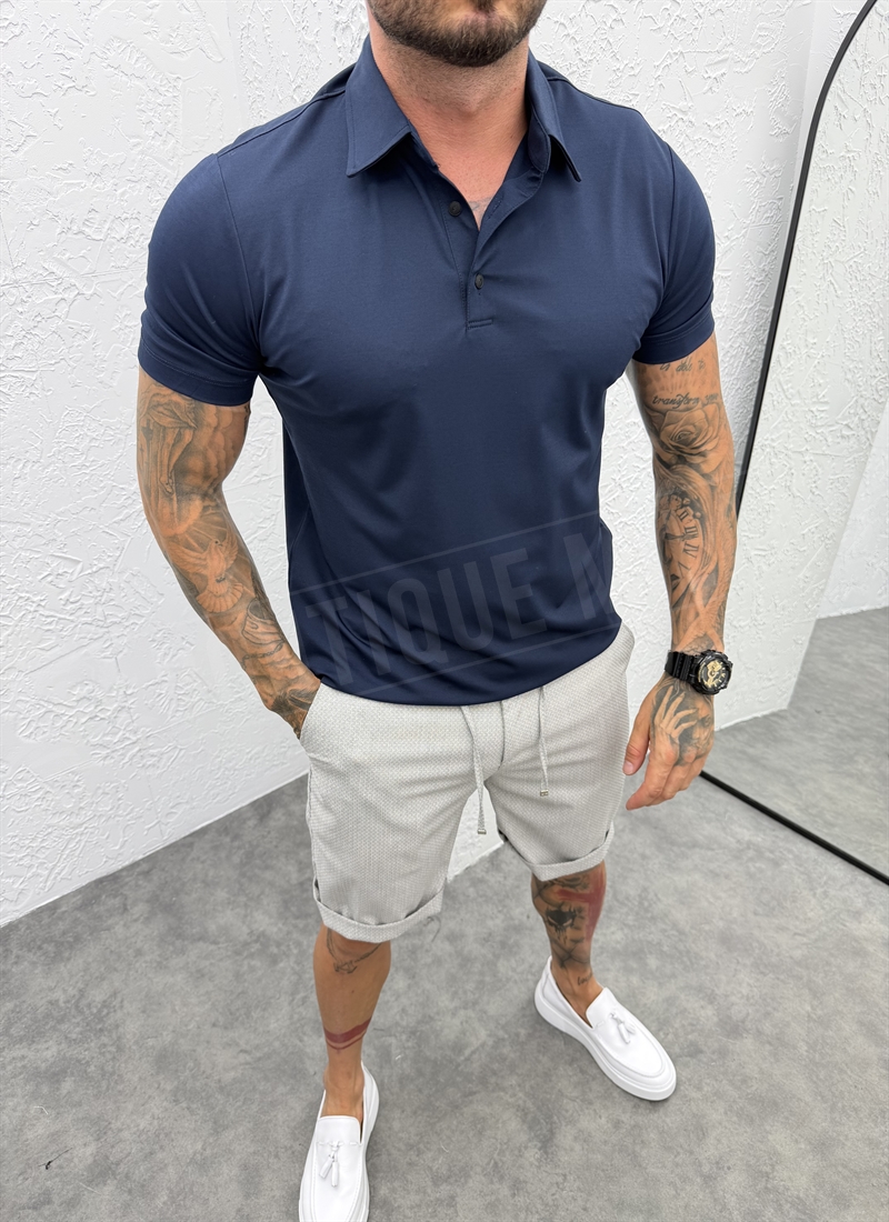 Ανδρικό smart-casual T-shirt σε σκούρο μπλε χρώμα T1445-4
