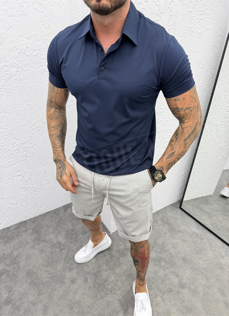 Ανδρικό smart-casual T-shirt σε σκούρο μπλε χρώμα T1445-4