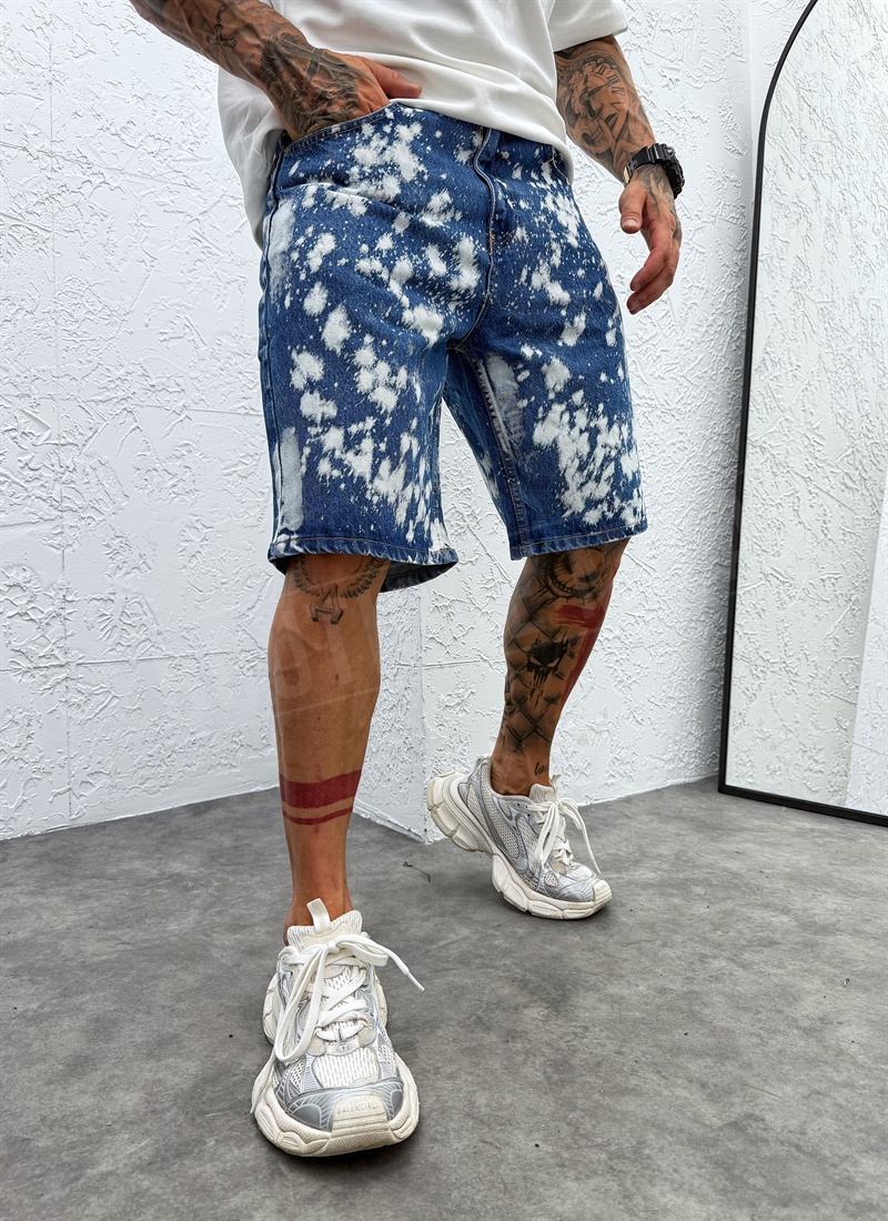 Ανδρικό τζιν σορτς με εφέ acid wash KD3366