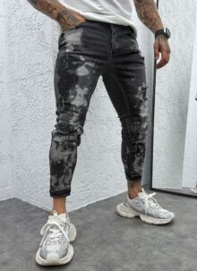 Ανδρικό μαύρο τζιν με εφέ ξεβάμματος (acid-wash) A3996-1