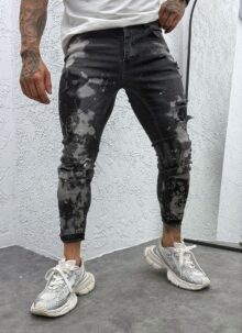 Ανδρικό μαύρο τζιν με εφέ ξεβάμματος (acid-wash) A3996-1