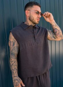 Ανδρικό καλοκαιρινό σετ smart-casual σε καφέ χρώμα L10202-4