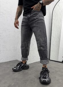 Ανδρικό τζιν «VINTAGE WASH SPLATTER» – Ξεθωριασμένο γκρι γραφίτη A1766