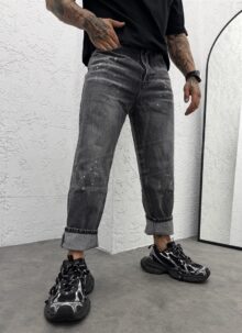 Ανδρικό τζιν «VINTAGE WASH SPLATTER» – Ξεθωριασμένο γκρι γραφίτη A1766