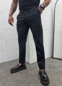 Ανδρικό μπλε παντελόνι smart-casual με κορδόνι στη μέση P9417-2