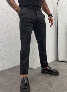 Ανδρικό μπλε παντελόνι smart-casual με κορδόνι στη μέση P9417-2