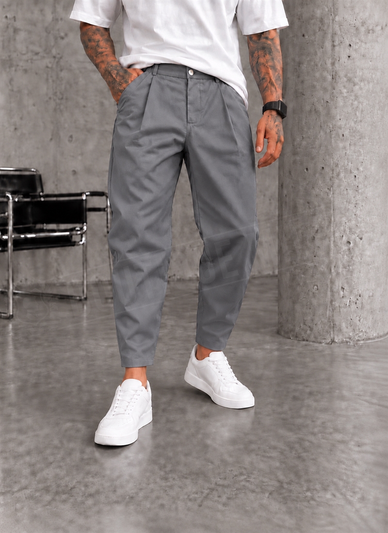 Ανδρικό κομψό-casual γκρι παντελόνι “SMART BLACK PLEATED” P19212-2